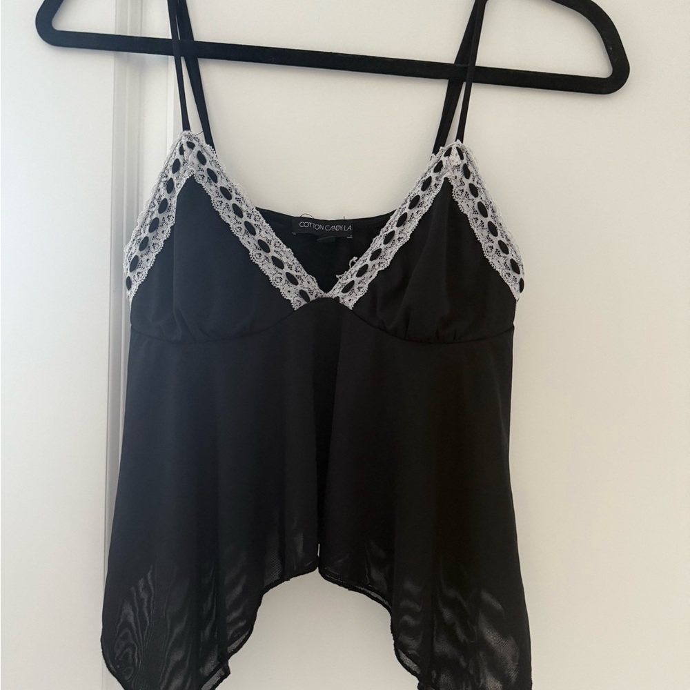 Cotton Candy Black Mesh Camisole